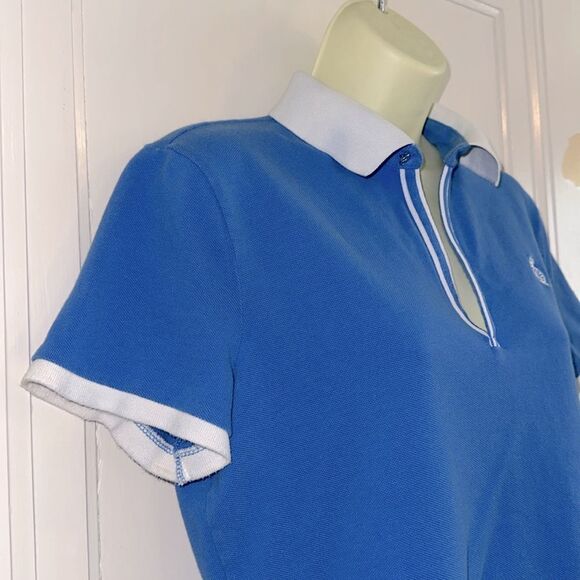 Vtg Ralph Lauren Blue Cotton Short Sleeve Polo Shirt with White Collar & Trim - Picture 5 of 9